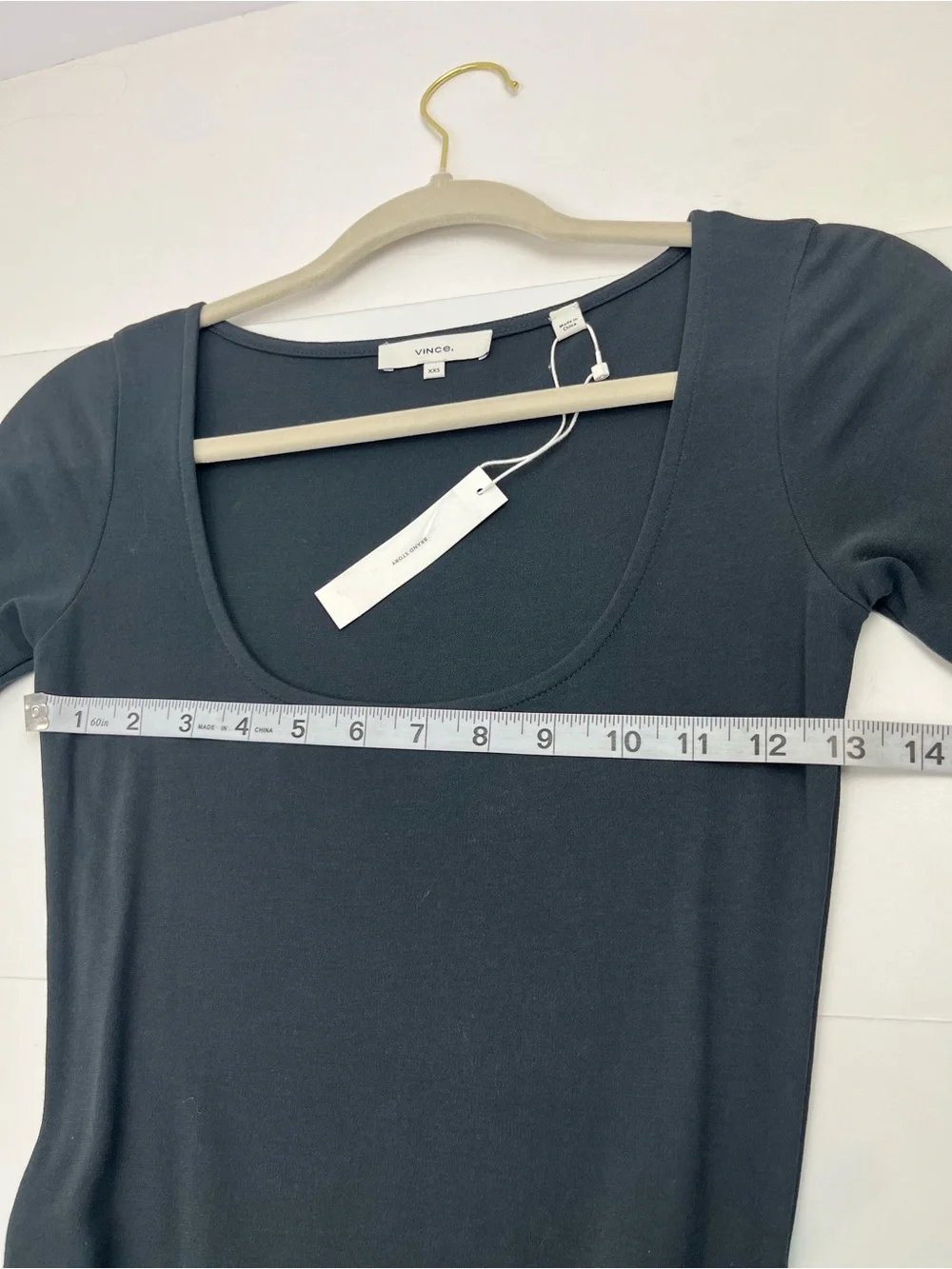 Vince 100% Cotton Women's Scoop Neck Short Sleeve A-Line Dress Grey Gray XXS NEW